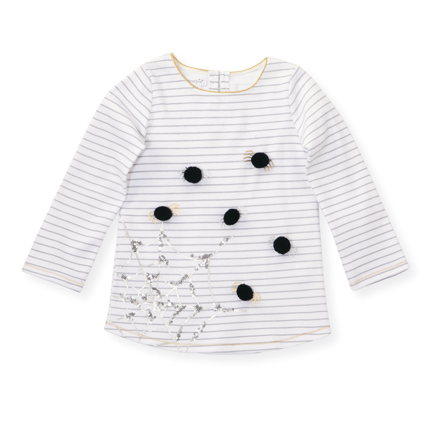 Mud Pie Girls' Halloween Long Sleeve Spider Tunic Top Tee Shirt