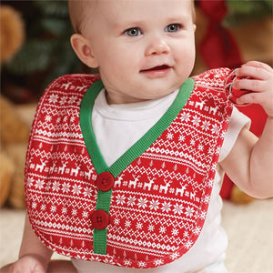 Mud Pie Baby Girl Boy Christmas Ugly Pattern Feeding Bib