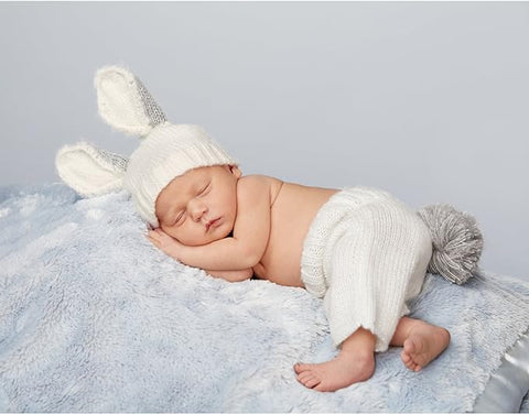 Image of Mud Pie Baby Newborn Easter Bunny Knit Pants Cap Set