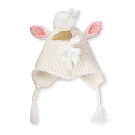 Mud Pie Baby Girl Unicorn Ivory White Pink Knit Hat