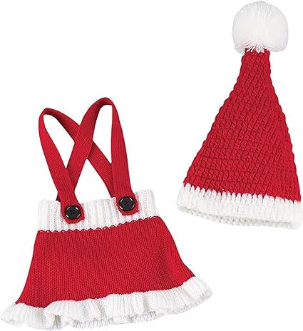 Image of Mud Pie Baby Girl Christmas Santa Knitted Skirt & Hat Set