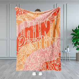 USA Printed Custom Blanket | Think Positive Minky Sherpa Fleece Blanket, Custom Quote Blanket,  Adult Big Kids Blanket, Birthday Gift Blanket, Personalized Blanket, Message Blanket