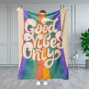USA Printed Custom Blanket | Good Vibes Only Minky Sherpa Fleece Blanket, Custom Quote Blanket, Adult Big Kids Blanket, Birthday Gift Blanket, Personalized Blanket, Message Blanket