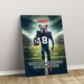 Personalized Football Pet Portrait, Arizona Football Dog Cat Portrait, Custom Pet Canvas Poster, Football Lovers’ Gift, Digital Download