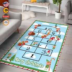 Personalized Christmas Rug, Christmas Elf Game, Christmas Area Rug, Home Carpet, Mat, Home Decor Livingroom Family Room Rugs for Holidays