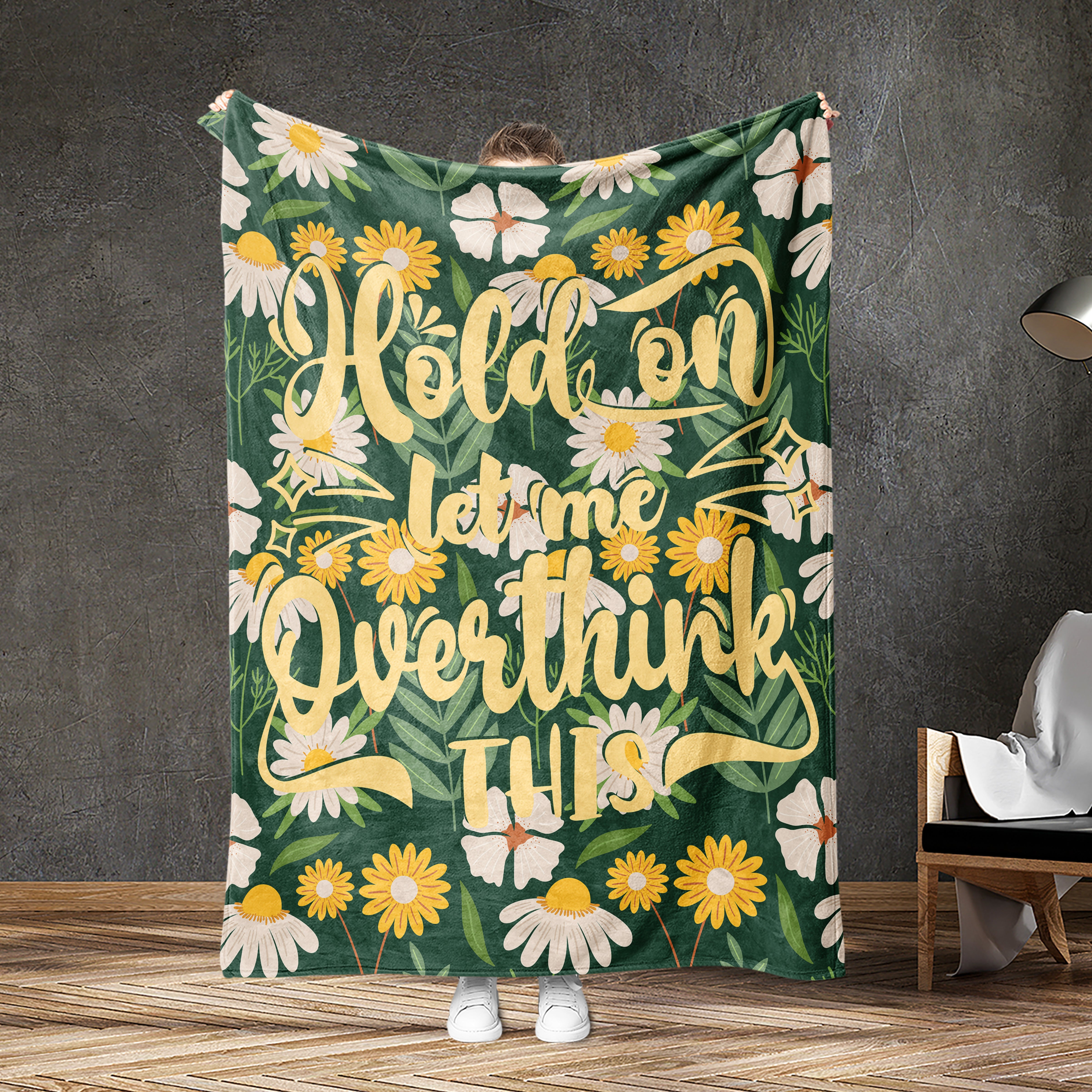 USA Printed Custom Blanket | Hold On Let Me Overthink This Minky Sherpa Fleece Blanket, Custom Quote Blanket, Adult Big Kids Blanket, Birthday Gift Blanket, Personalized Blanket, Message Blanket