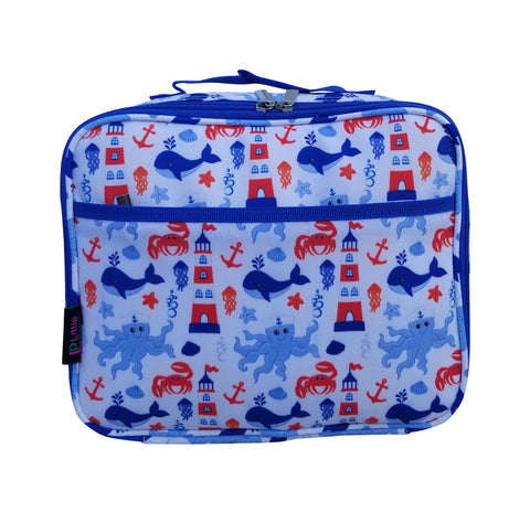 Little Planets Boys All Over Print Kid School Nautical Lunch Box / Lunch Bag Shark, Crab, Octopus, Light House