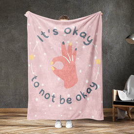 USA Printed Custom Blanket | It's Okay To Not Be Okay Minky Sherpa Fleece Blanket, Custom Quote Blanket, Adult Big Kids Blanket, Birthday Gift Blanket, Personalized Blanket, Message Blanket for Girl