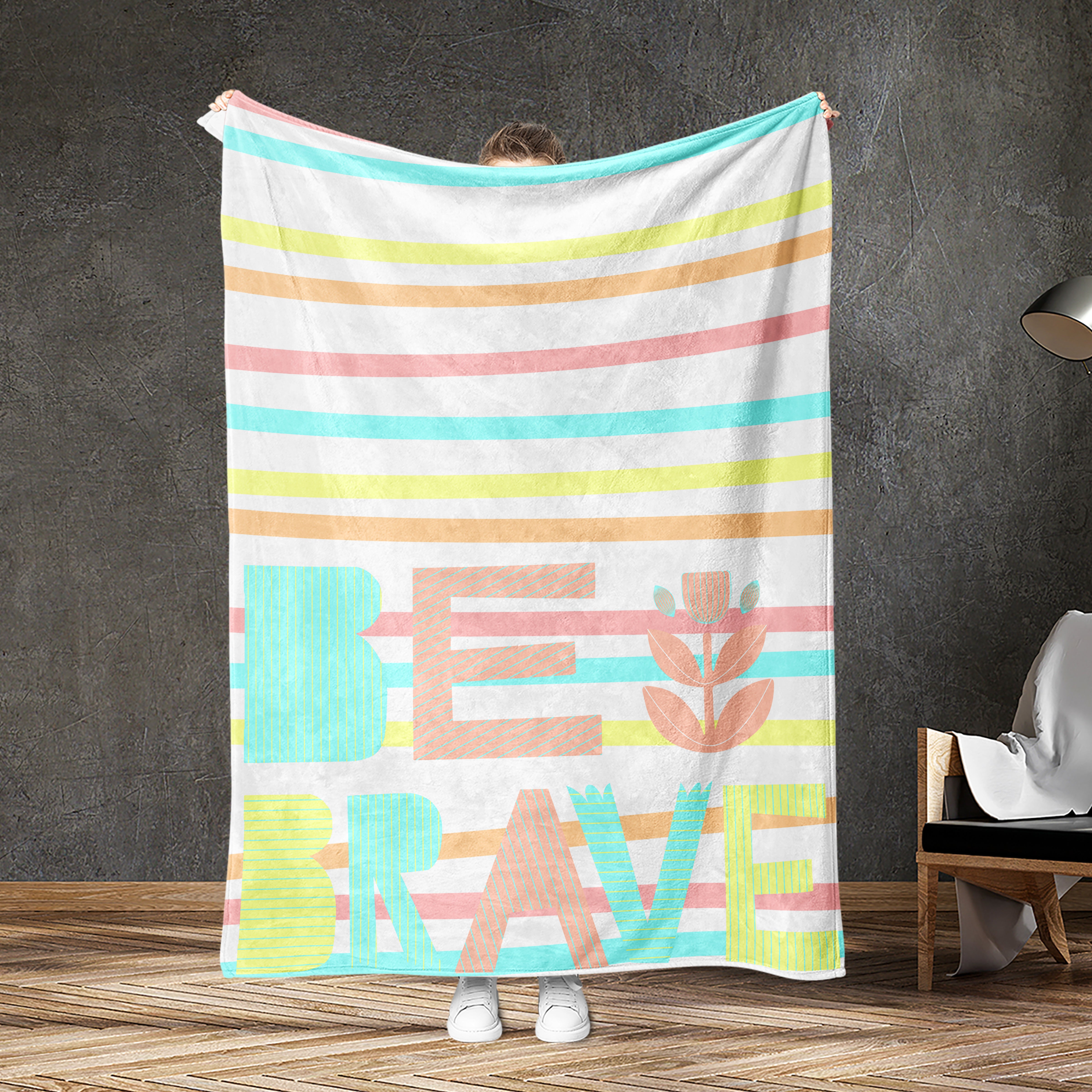 USA Printed Custom Blanket | Be Brave Minky Sherpa Fleece Blanket, Custom Quote Blanket, Adult Big Kids Blanket, Birthday Gift Blanket, Personalized Blanket, Message Blanket for Girl