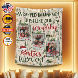 Personalized Christmas Blanket, Custom Bestie Christmas Blanket, Message Blanket, Best Friend Christmas Blanket, Christmas Gift