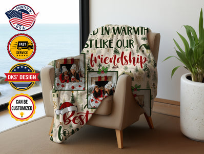 Personalized Christmas Blanket, Custom Bestie Christmas Blanket, Message Blanket, Best Friend Christmas Blanket, Christmas Gift