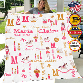 Personalized Nutcracker Ballet Blanket, Custom Nutcracker Baby Blanket, Baby Girl Christmas Blanket, Ballet Blanket for Girl, Christmas Gift