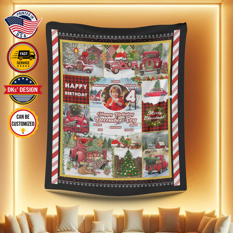 Image of Personalized Birthday Blanket, Custom Baby Blanket, 7th Birthday Christmas Blanket, Baby Christmas Blanket, 7th For Boy Blanket, Christmas Gift