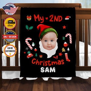 Personalized Birthday Blanket, Custom Baby Blanket, 2ND Elf Christmas Blanket, Baby Elf Blanket, Second Christmas Blanket, Christmas Gift