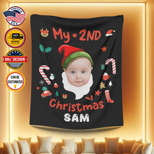 Personalized Birthday Blanket, Custom Baby Blanket, 2ND Elf Christmas Blanket, Baby Elf Blanket, Second Christmas Blanket, Christmas Gift