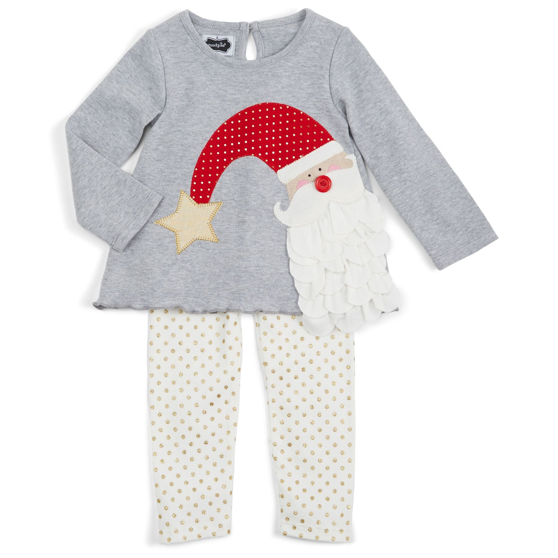 Mud Pie Little Girls Christmas Holiday Santa Tunic Legging Set
