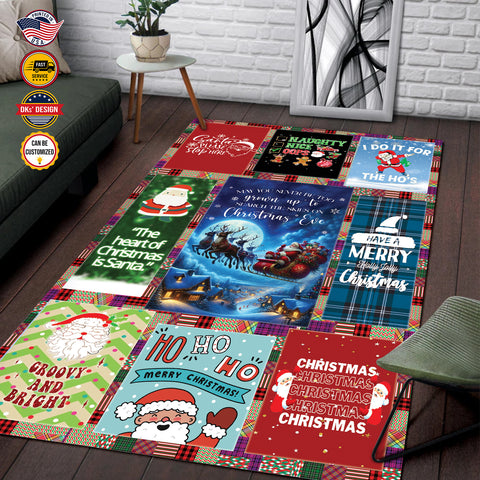 Image of USA Printed Christmas Rug | Christmas Santa Claus | Christmas Area Rug, Home Carpet, Mat, Home Decor Livingroom Family Room Rugs for Holidays