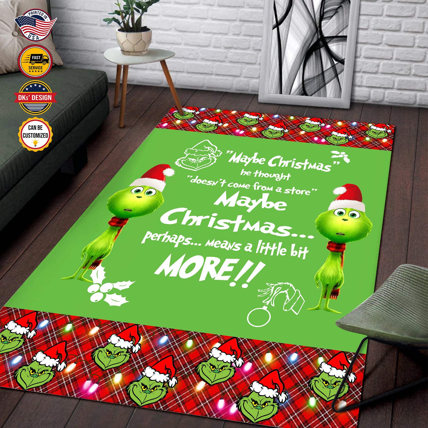Personalized Christmas Rug,Grinch Maybe Christmas He Thought Area Rug, Grinch Christmas Area Rug, Rugs for Holidays, Christmas Gifts