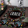 Personalized Game Rug, Black Game Pattern Area Rug, Game Area Rug for Gamer, Gaming Rugs Gift for Son for Boy, Room Rugs