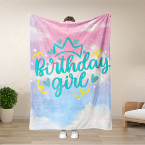 USA Printed Custom Birthday Blanket, Birthday Girl Blanket, Adult Kids Blanket, Birthday Gift Blanket, Custom Blanket, Personalized Sherpa Blanket, Fleece Blanket for Girl for Daughter