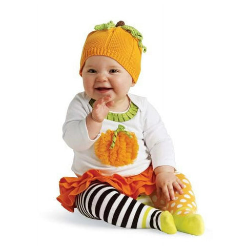 Image of Mud Pie Baby Girl Halloween Pumpkin Skirt Tight 2pc Set 12/18M