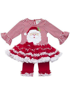 Rare Editions Christmas Red Stripe Santa Tutu Dress & Leggings