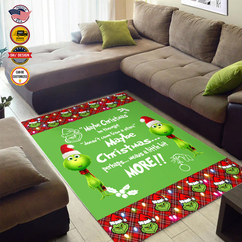 Image of USA Printed Christmas Rug | Grinch Maybe Christmas He Thought Area Rug | Grinch Christmas Area Rug, Home Carpet, Mat, Home Decor Livingroom Family Room Rugs for Holidays
