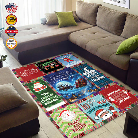 Image of USA Printed Christmas Rug | Christmas Santa Claus | Christmas Area Rug, Home Carpet, Mat, Home Decor Livingroom Family Room Rugs for Holidays