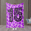 Personalized Birthday 15th Purple Leopard Pattern Blanket, Kids Blanket, 15 Years Old Teen Birthday Gift Blanket, Custom Blanket, Birthday Gift