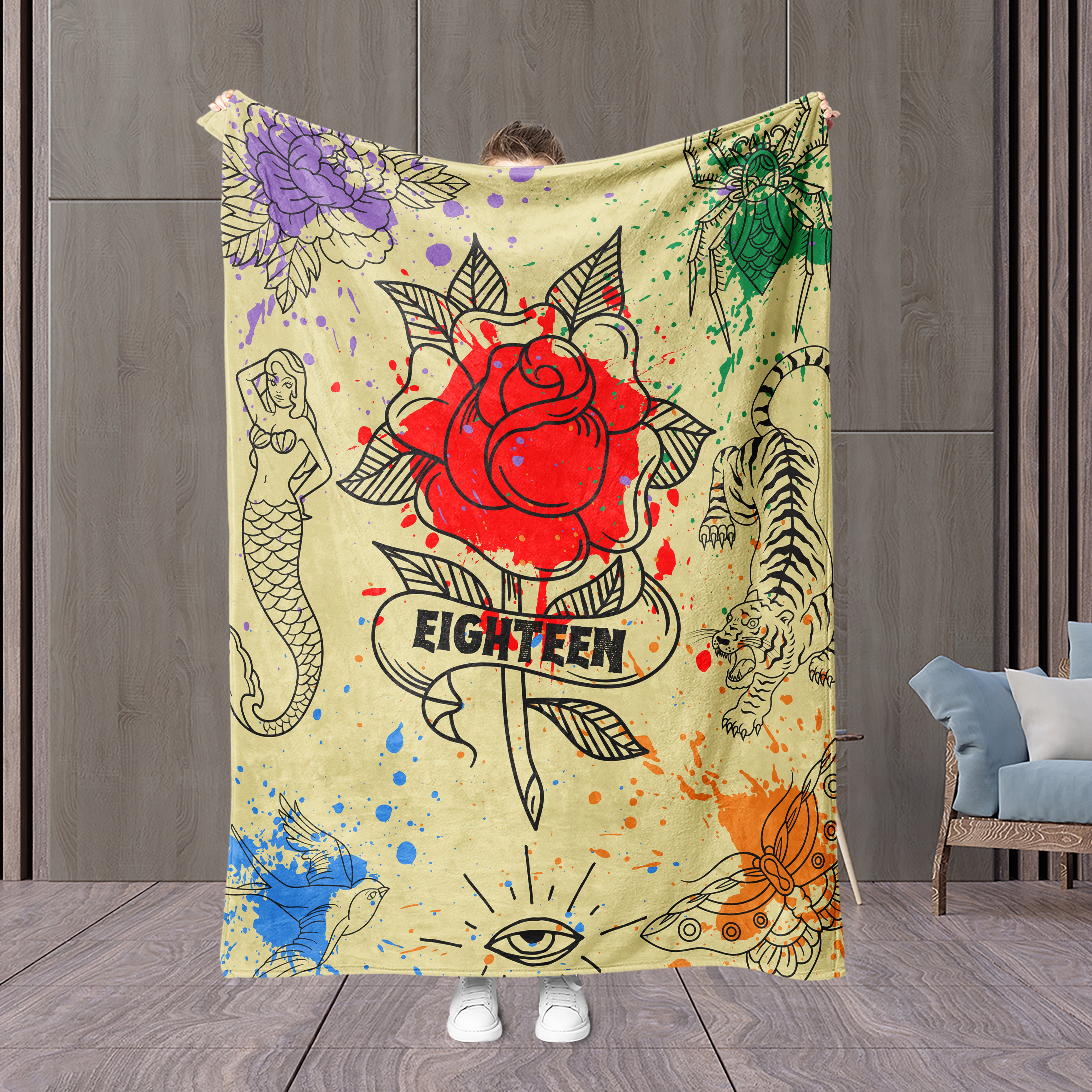 Personalized Birthday Eighteen Mystery Blanket, Adults Teen Blanket, 18 Years Old Teen Birthday Gift Blanket, Custom Blanket, Birthday Gift