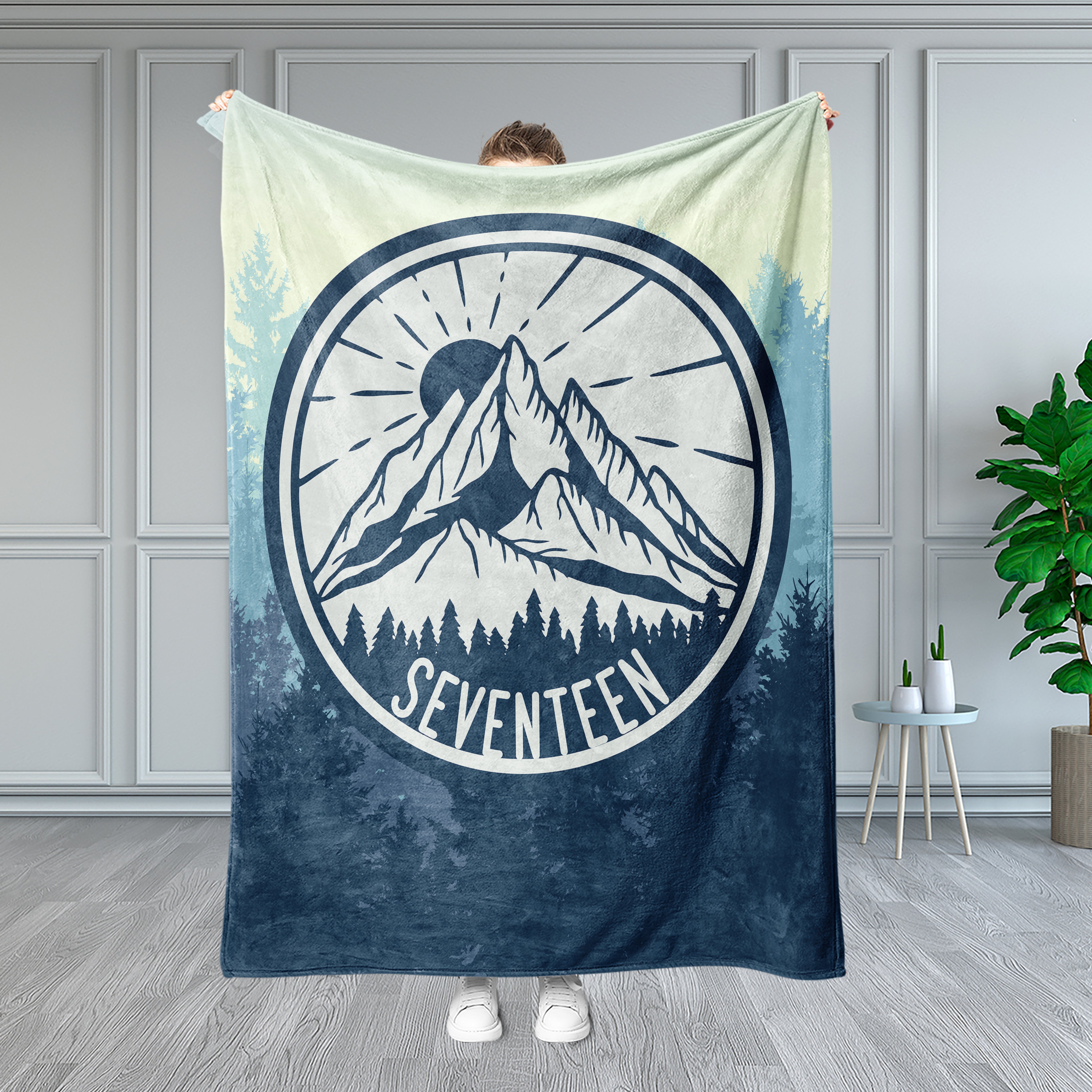 Personalized Birthday Seventeen Forest Blanket, Adults Teen Blanket, 17 Years Old Teen Birthday Gift Blanket, Custom Birthday Blanket, Birthday Gift