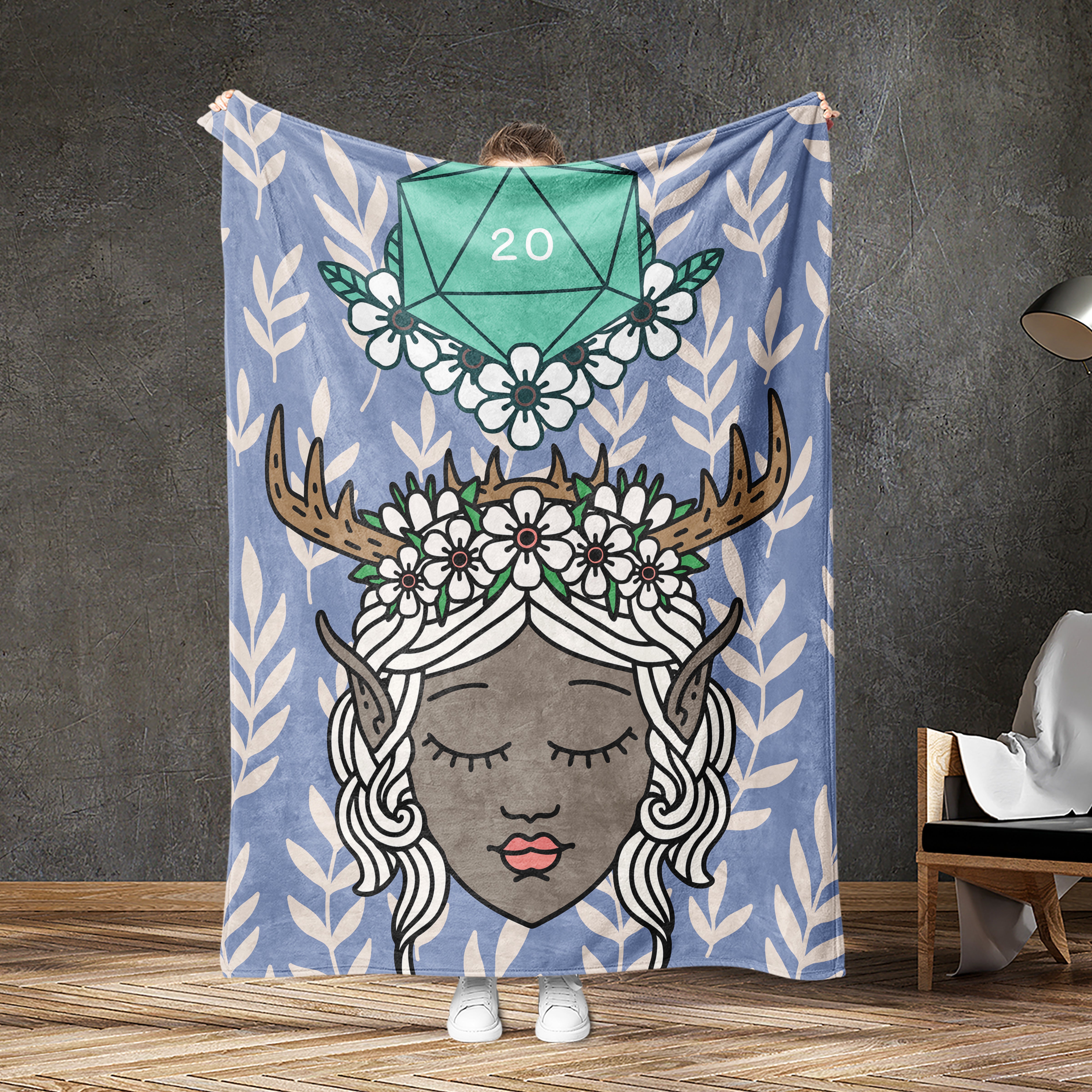 Personalized 20th Birthday Deer Antlers Animal Wreath Blanket, 20 Years Old Blanket, Birthday Gift Blanket, Custom Blanket, Birthday Gift