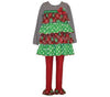 Bonnie Jean Little Girls Christmas Red Green Dotted Plaid Tiered Tunic Legging Set