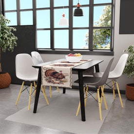 USA MADE Thanksgiving Table Runner | Thanksgiving Give Thanks Turkey Table Runner Vintage Design for Dinning Decoration Holidays Gifts (Cotton, Poly)