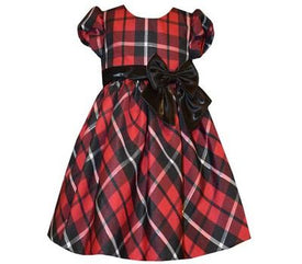 Bonnie Jean Little Girls Christmas Red Black Plaid Dress