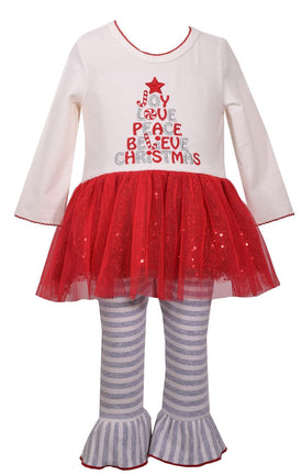 Bonnie Jeans Little Girls Christmas Tree Legging Set