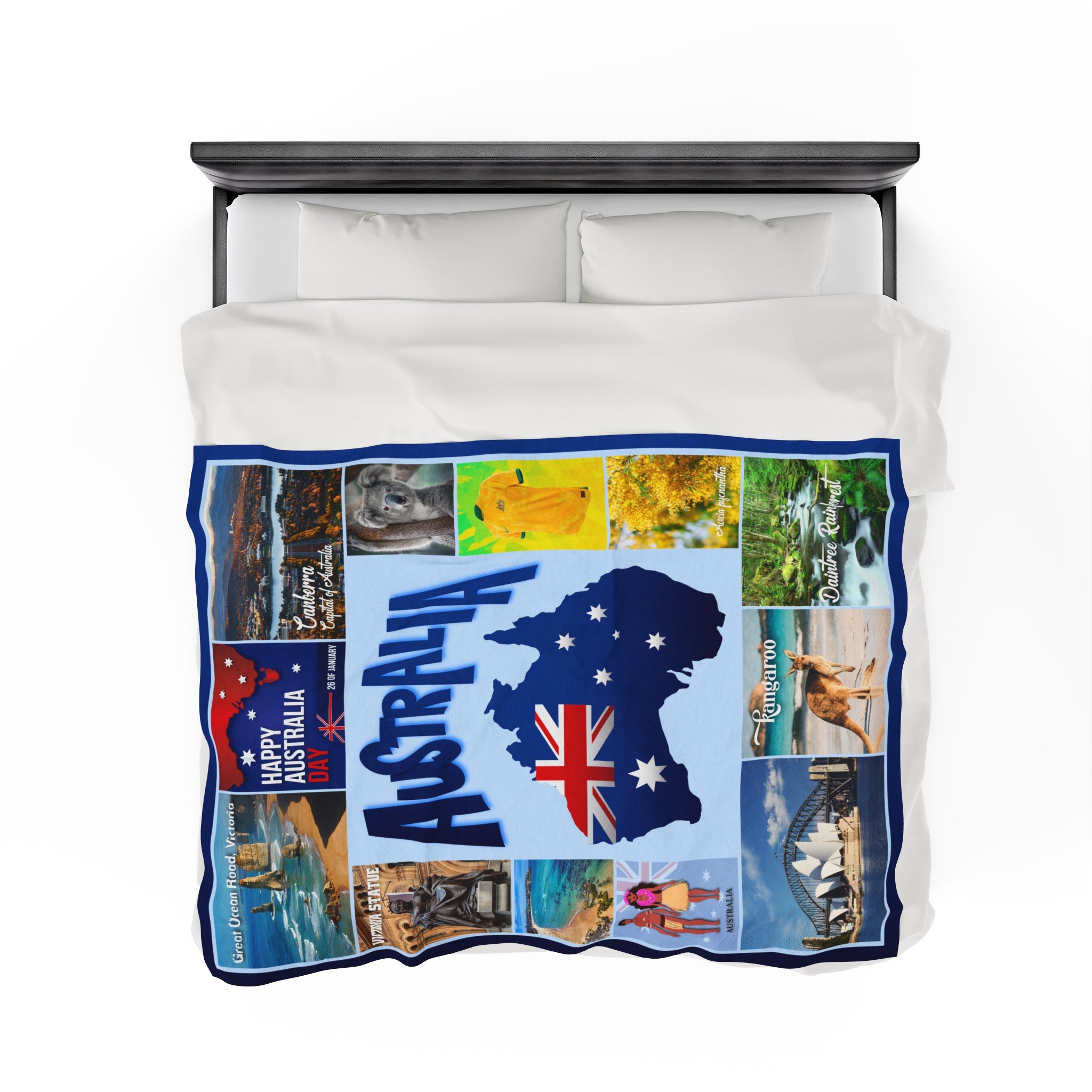 Personalized AUSTRALIA Custom Blanket, Minky Blanket, Fleece Blanket, Sherpa Blanket, Gift for Mom, for Her