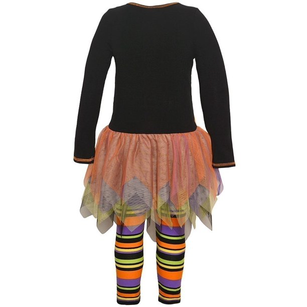 Bonnie Jean Little Girl's Halloween "FaBOOlous" Legging Tutu Set