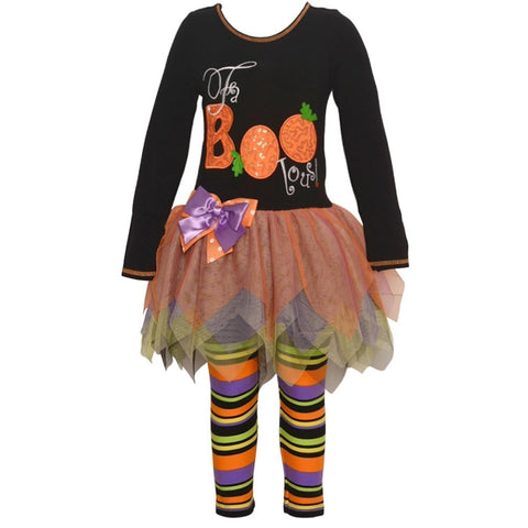 Bonnie Jean Little Girl's Halloween "FaBOOlous" Legging Tutu Set