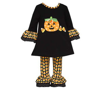 Bonnie Jean Little Girls Halloween Candy Cane Leggings 2pc Set