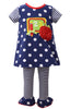 Bonnie Jean Little Girls' 123 Knit Dot School Appliqued Tunic Top and Leggings 2 Pc Set