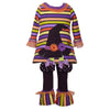 Bonnie Jean Little Girls' Halloween Striped Witch Hat Legging Set