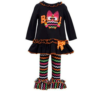 Bonnie Jean Little Girls Halloween "BOO" Owl Dress Leggings 2pc Set