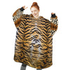 Personalized Blanket Hoodies, Tiger Face Animal Oversized Blanket Hoodie