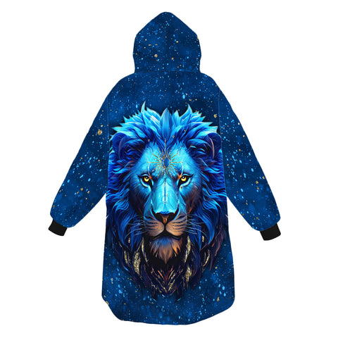 Image of Personalized Blanket Hoodies, Lion Face Animal Oversized Blanket Hoodie