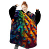 Personalized Blanket Hoodies, Colorful Peacock Diamond Painting Oversized Blanket Hoodie
