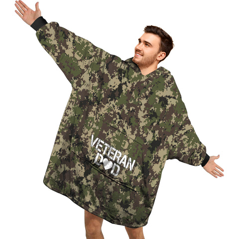 Image of Personalized Blanket Hoodies, I'm proud Of My Veteran Dad Oversized Blanket Hoodie