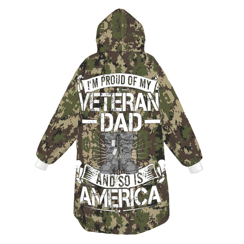 Image of Personalized Blanket Hoodies, I'm proud Of My Veteran Dad Oversized Blanket Hoodie