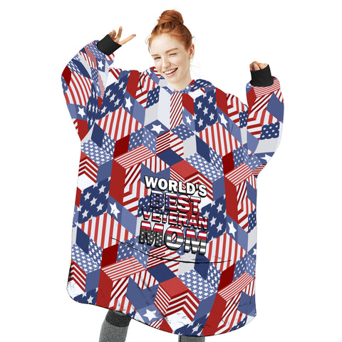 Image of Personalized Blanket Hoodies, World's Best Veteran Dad Oversized Blanket Hoodie