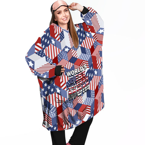 Image of Personalized Blanket Hoodies, World's Best Veteran Dad Oversized Blanket Hoodie